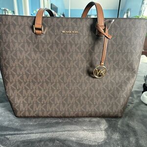 Michael Kors Brown Tote with Gold Accents